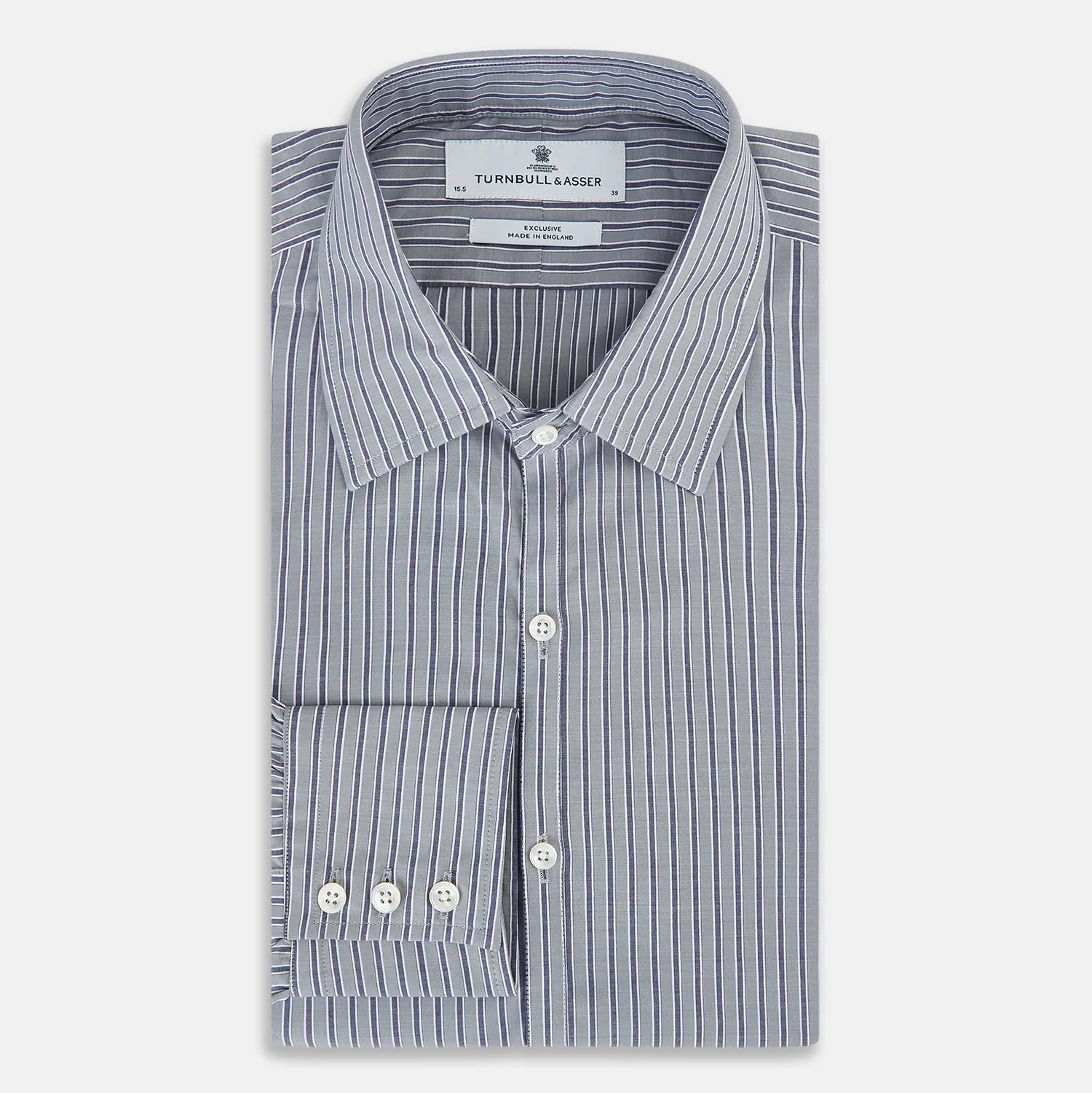 Grey Ticking Stripe Westminster Shirt sold by Turnbull & Asser product image thumbnail 5