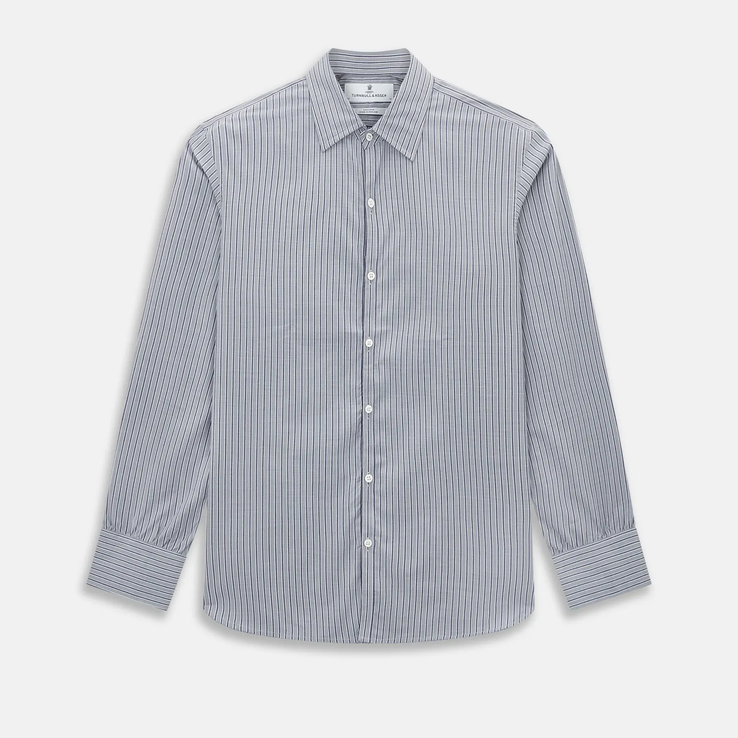 Grey Ticking Stripe Westminster Shirt sold by Turnbull & Asser