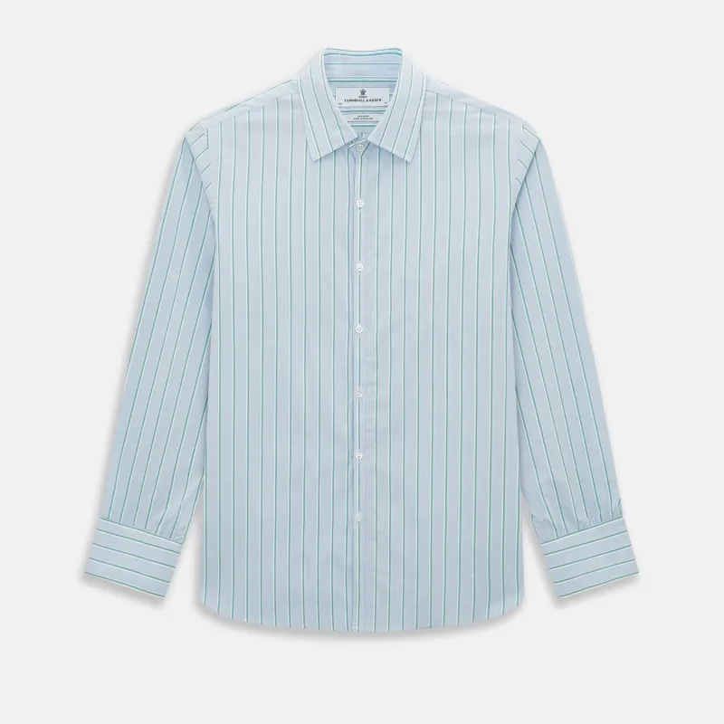 Blue and Green Multi-Stripe Westminster Shirt sold by Turnbull & Asser