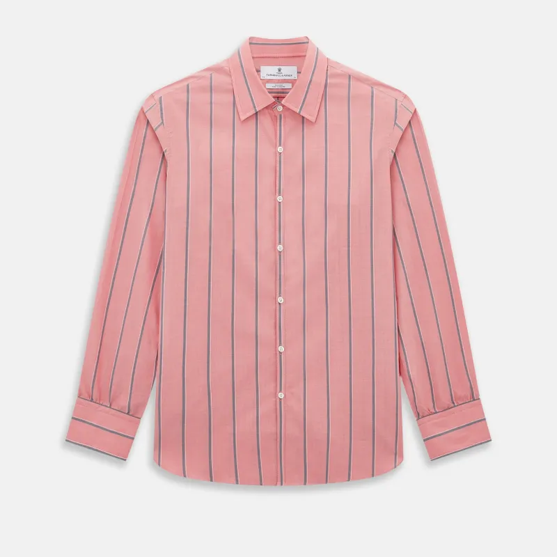 Coral Pink Track Stripe Westminster Shirt sold by Turnbull & Asser