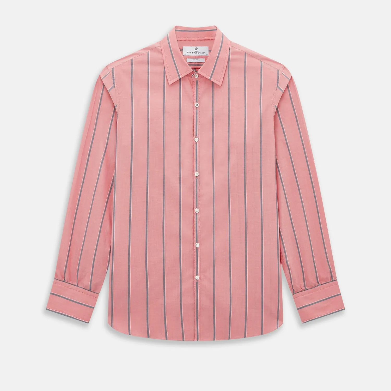 Coral Pink Track Stripe Westminster Shirt sold by Turnbull & Asser