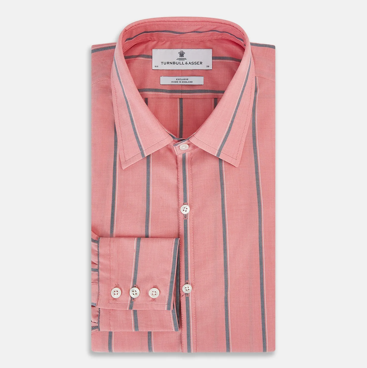 Coral Pink Track Stripe Westminster Shirt sold by Turnbull & Asser product image thumbnail 5