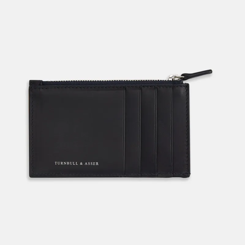 Navy Leather Zip Coin and Card Holder sold by Turnbull & Asser