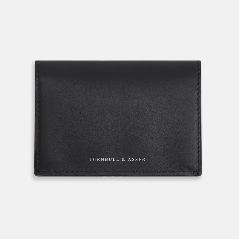 Navy Leather Bi-Fold Card Holder sold by Turnbull & Asser