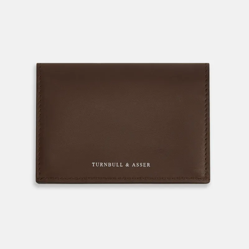 Dark Brown Leather Bi-Fold Card Holder sold by Turnbull & Asser