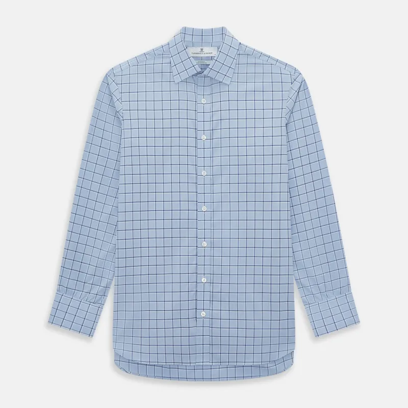 Blue and Navy Windowpane Mayfair Shirt sold by Turnbull & Asser