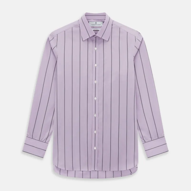 Lilac Track Stripe Mayfair Shirt sold by Turnbull & Asser