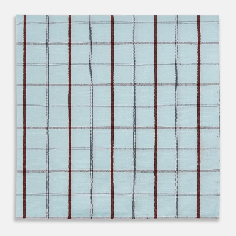 Burgundy Combination Check Hand-Rolled Handkerchief sold by Turnbull & Asser