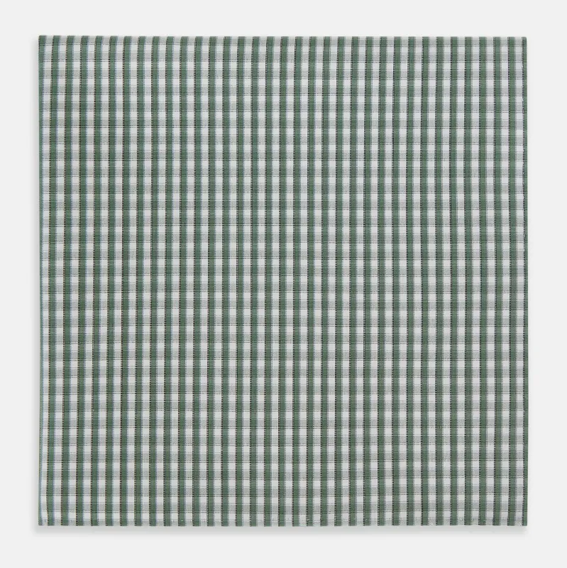 Melon Green Micro Shadow Check Hand-Rolled Handkerchief sold by Turnbull & Asser
