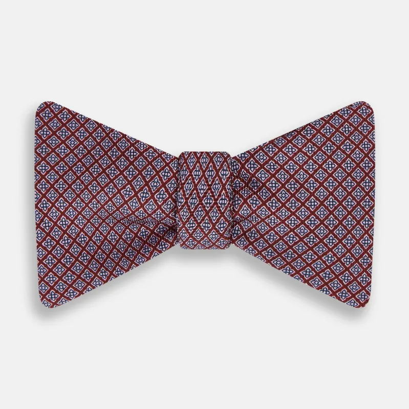 Indies Red Floral Square-Print Silk Bow Tie sold by Turnbull & Asser