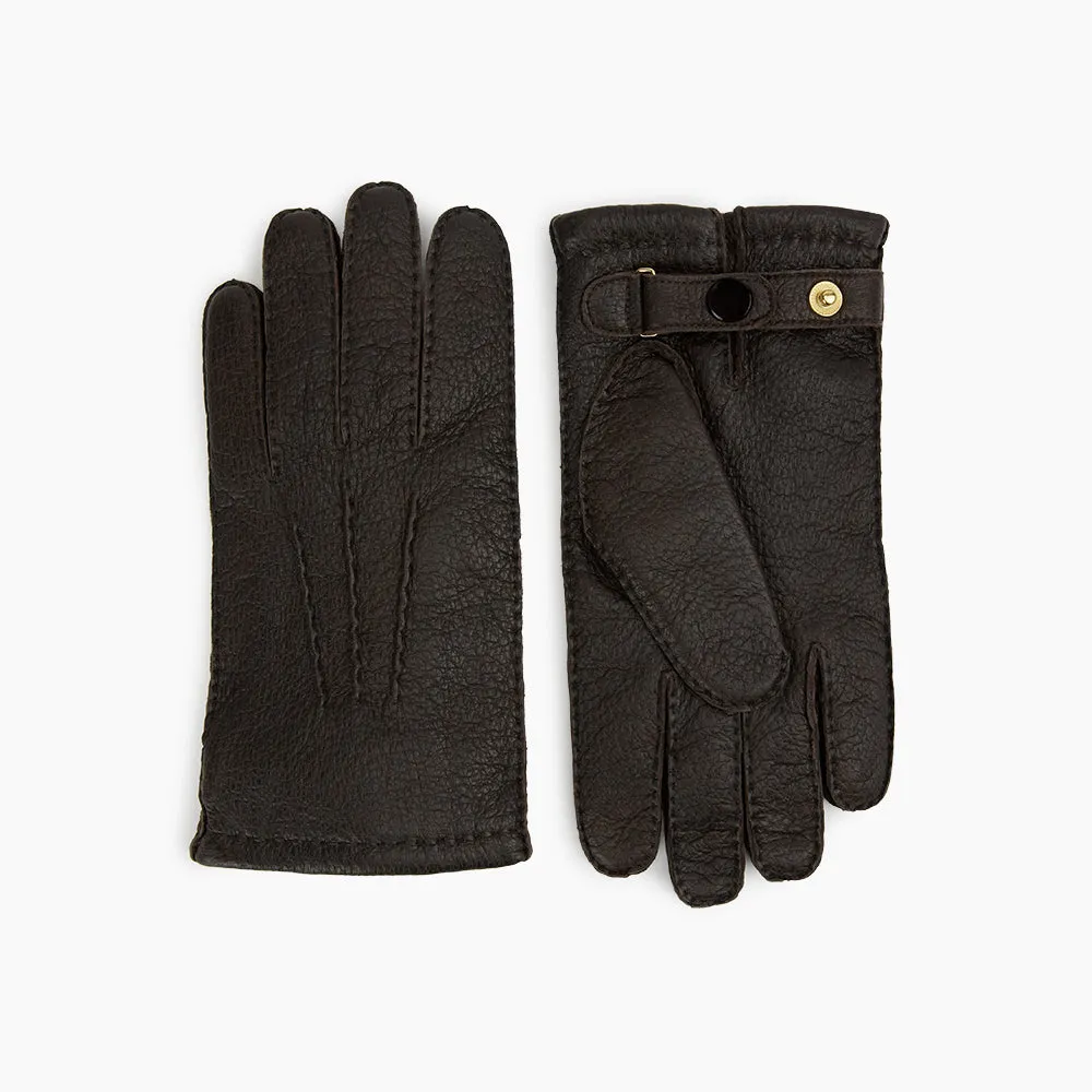 Dark Chocolate Cashmere-Lined Peccary Leather Gloves sold by Turnbull & Asser product image thumbnail 3