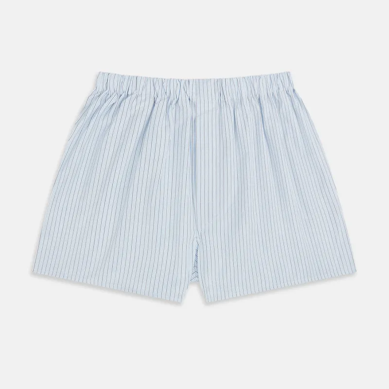 Blue Stripe Godfrey Boxer Shorts sold by Turnbull & Asser