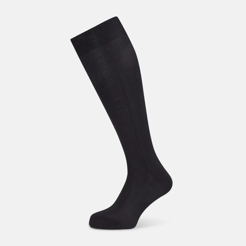 Navy Silk Long Socks sold by Turnbull & Asser