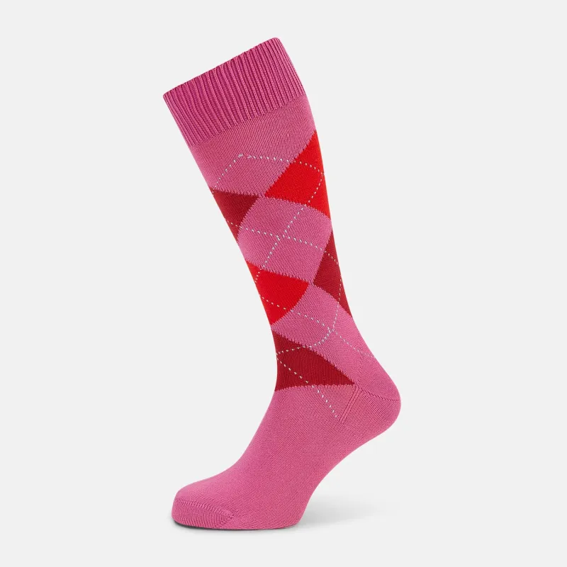 Antique Pink Check Mid-Length Socks sold by Turnbull & Asser