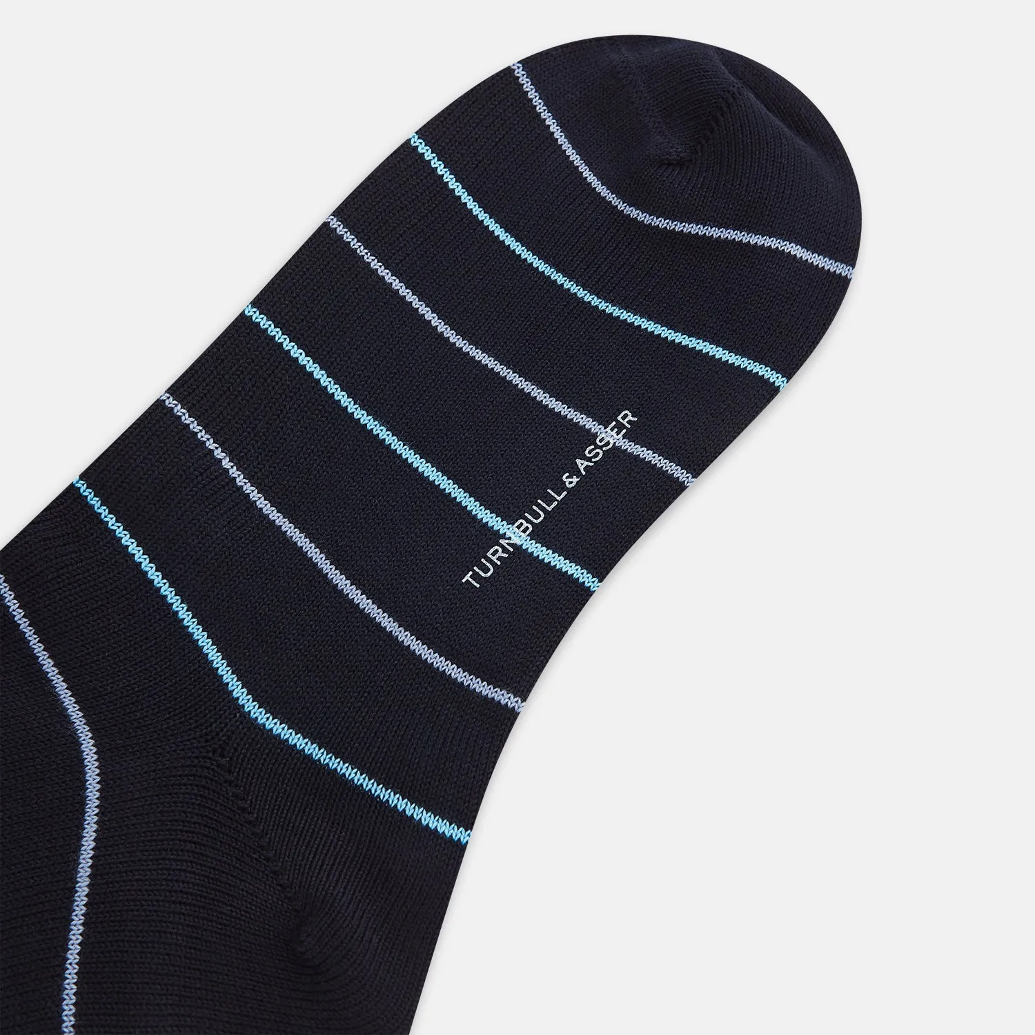 Navy Striped Mid-Length Socks sold by Turnbull & Asser product image thumbnail 3