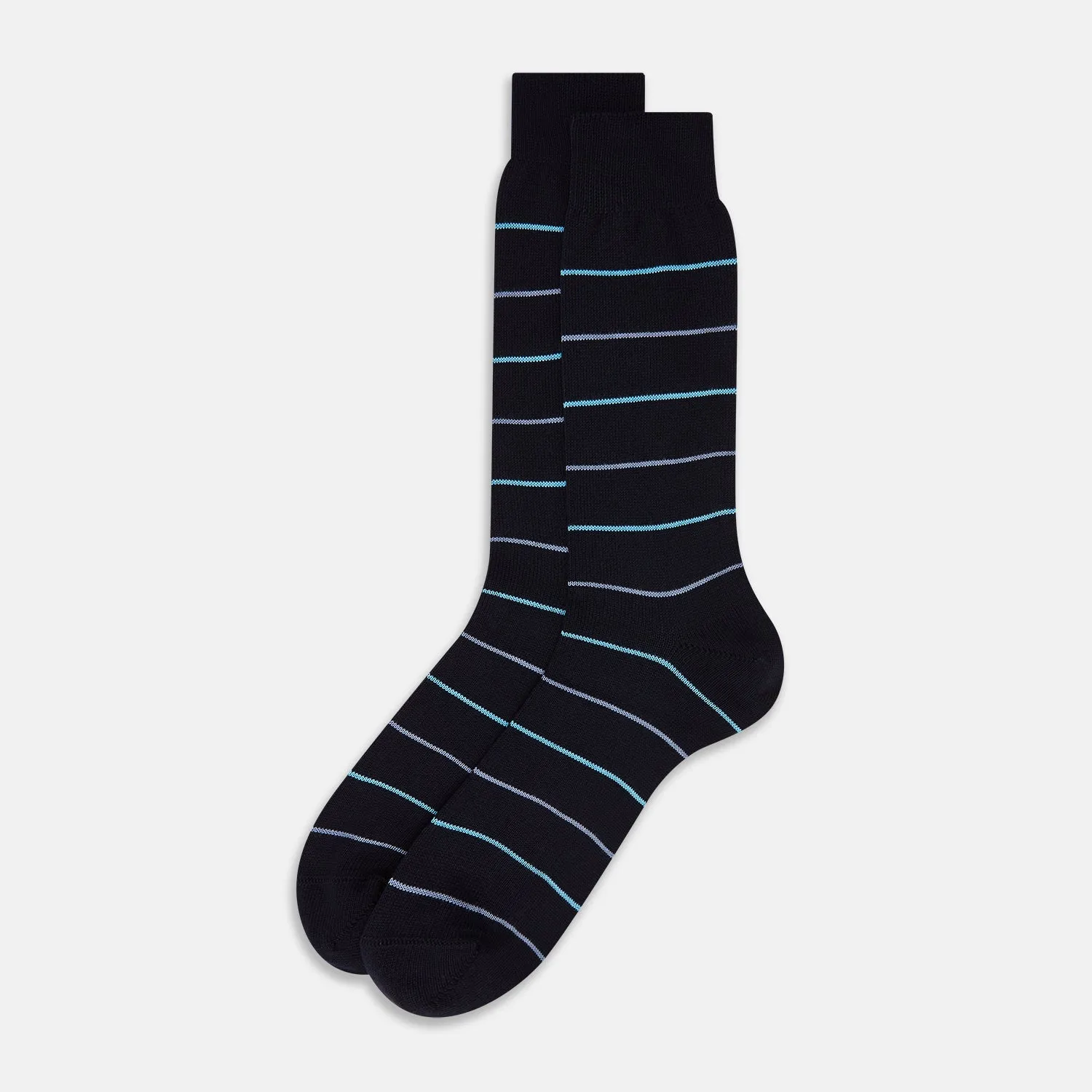 Navy Striped Mid-Length Socks sold by Turnbull & Asser product image thumbnail 2
