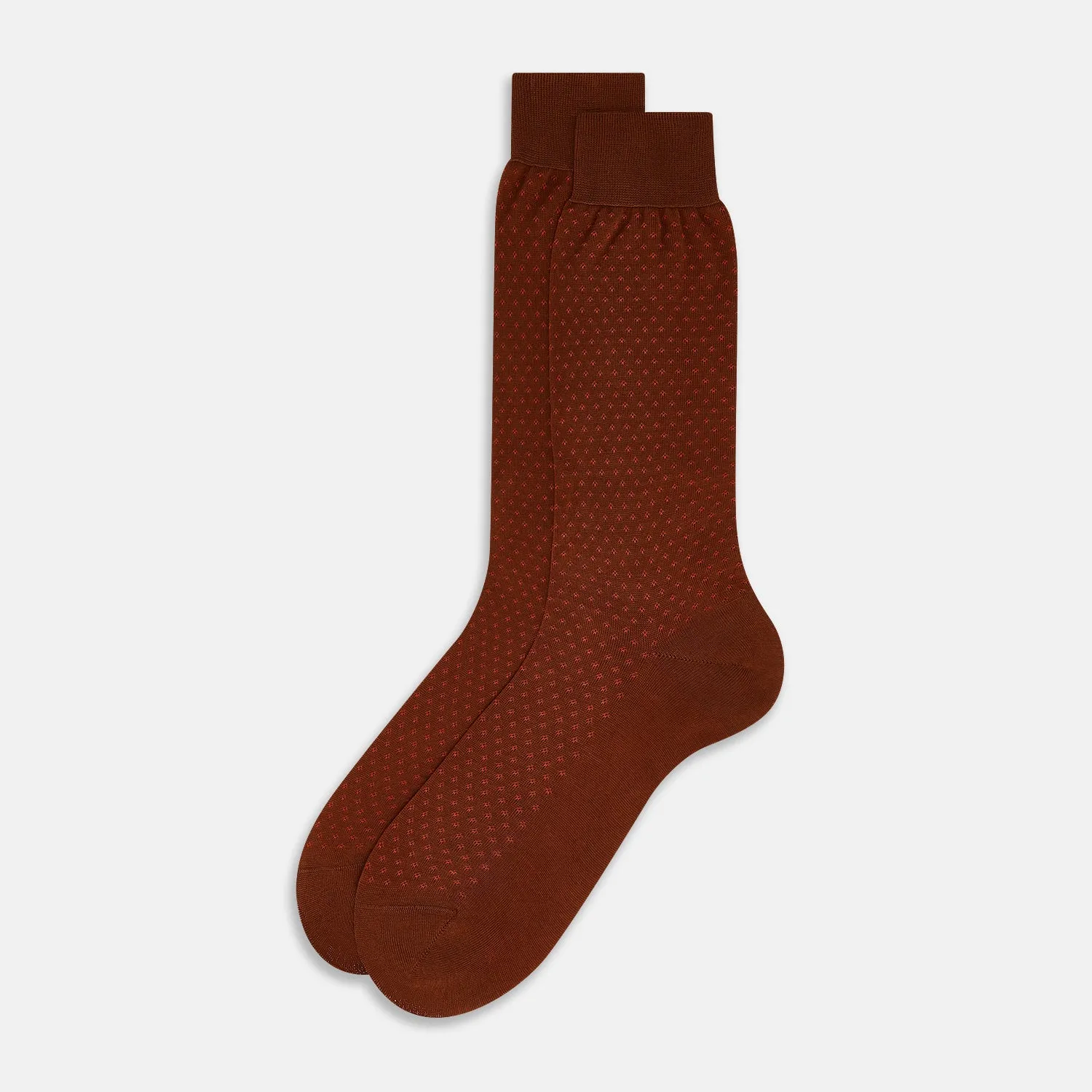 Rust Polka Dot Mid-Length Socks sold by Turnbull & Asser product image thumbnail 2