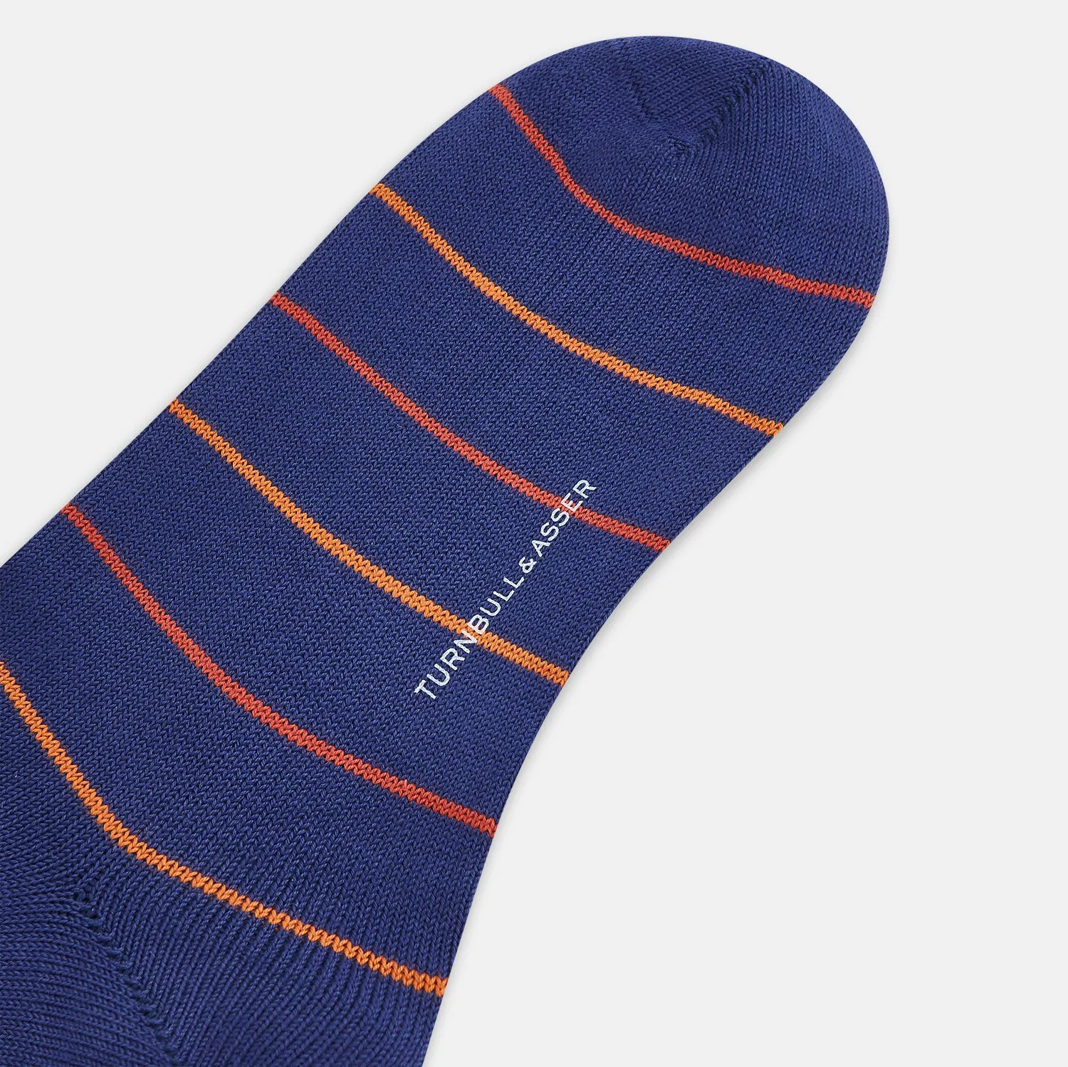 Royal Blue and Orange Striped Mid-Length Socks sold by Turnbull & Asser product image thumbnail 3