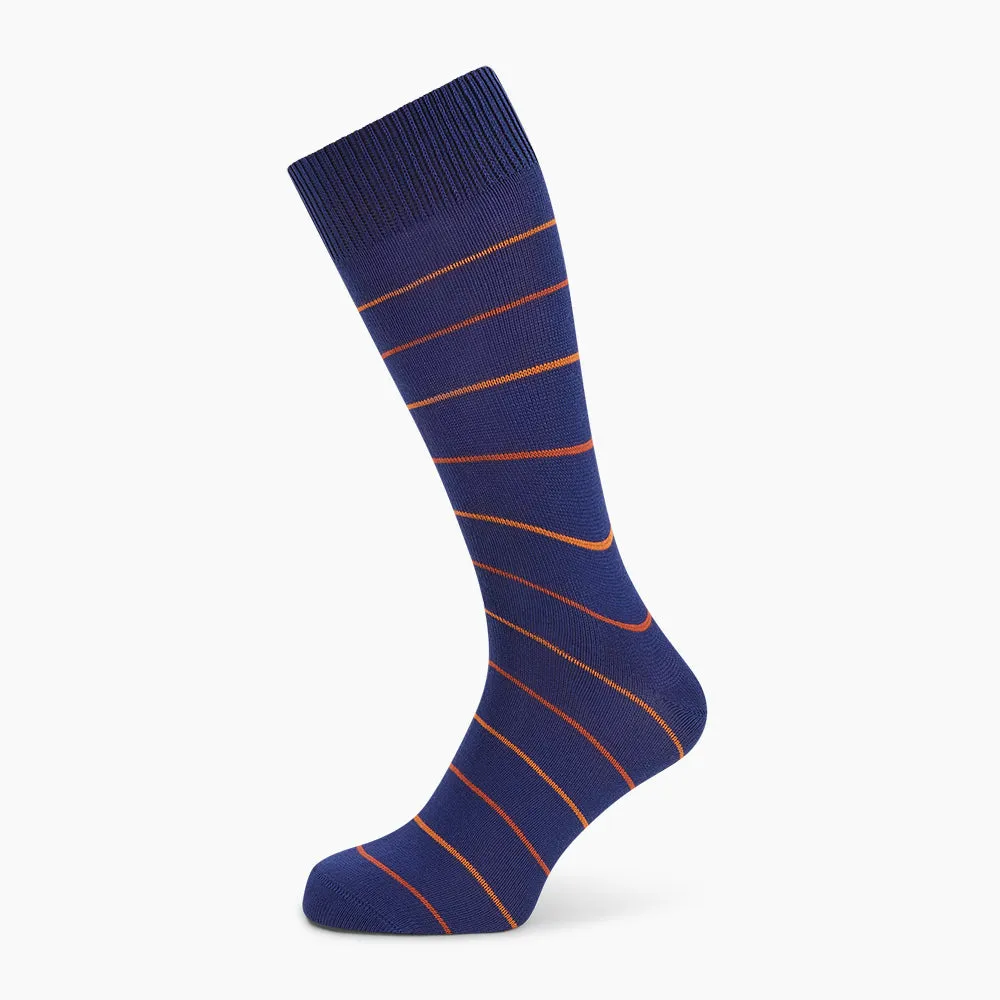 Royal Blue and Orange Striped Mid-Length Socks sold by Turnbull & Asser product image thumbnail 5