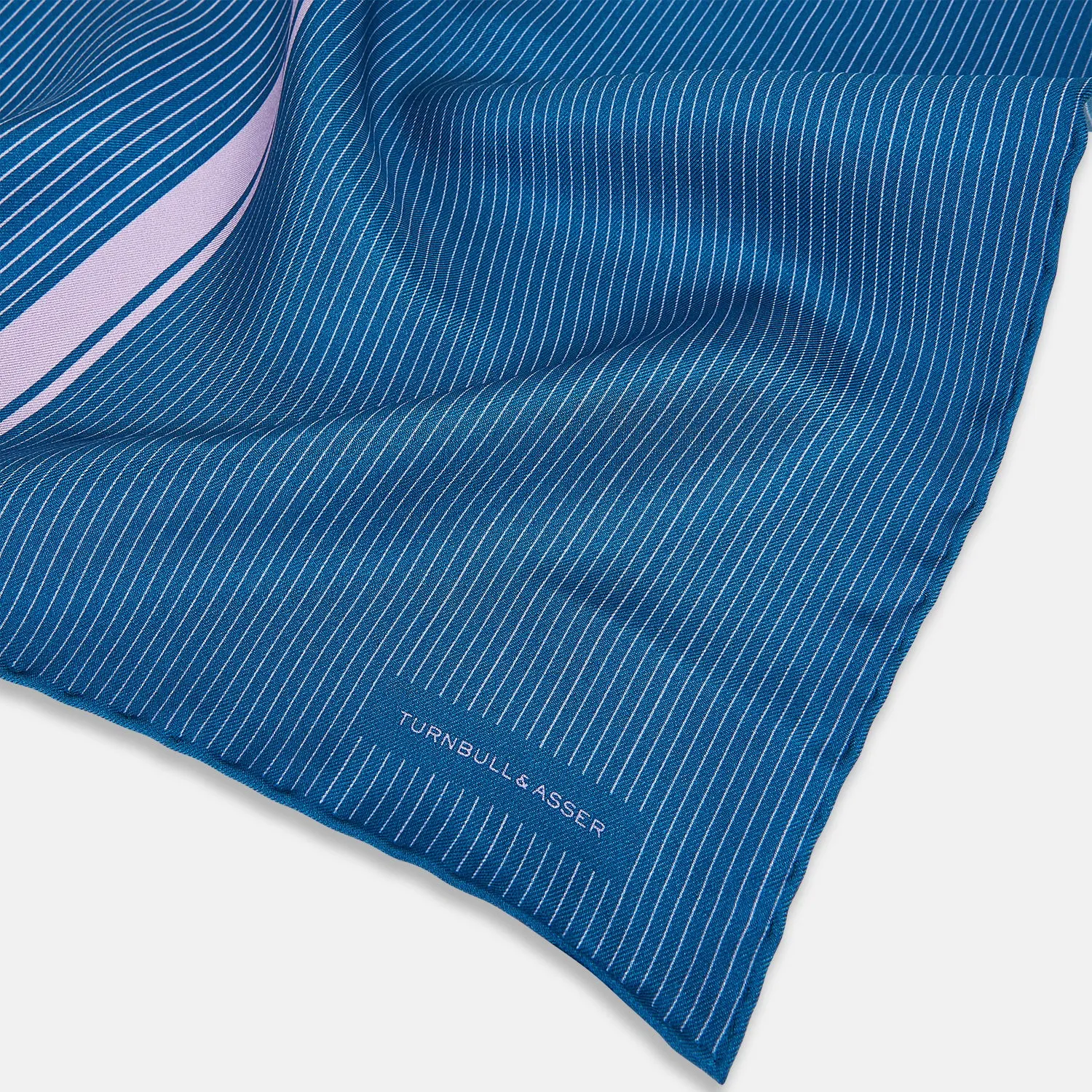 Blue and Lilac Stripe Silk Pocket Square sold by Turnbull & Asser product image thumbnail 2