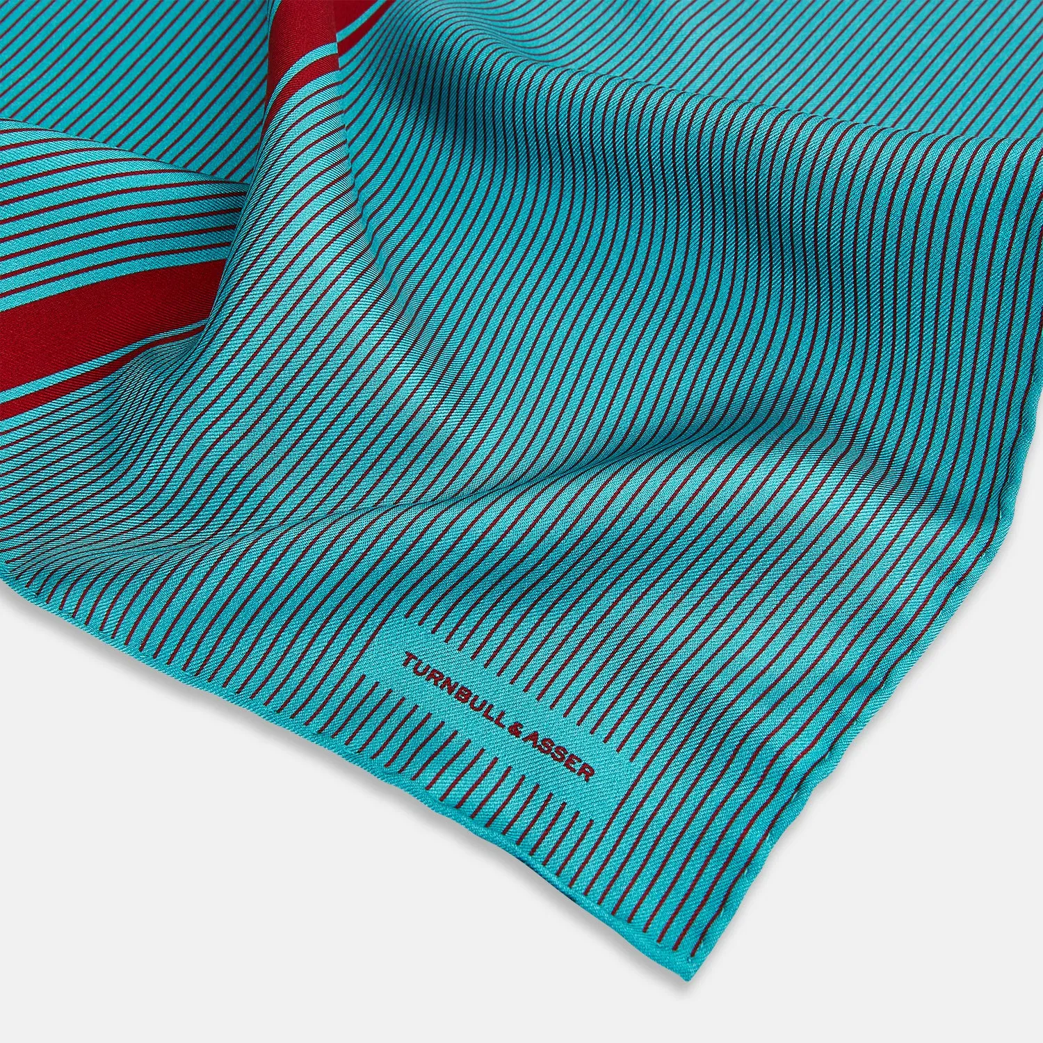 Turquoise and Red Stripe Silk Pocket Square sold by Turnbull & Asser product image thumbnail 2