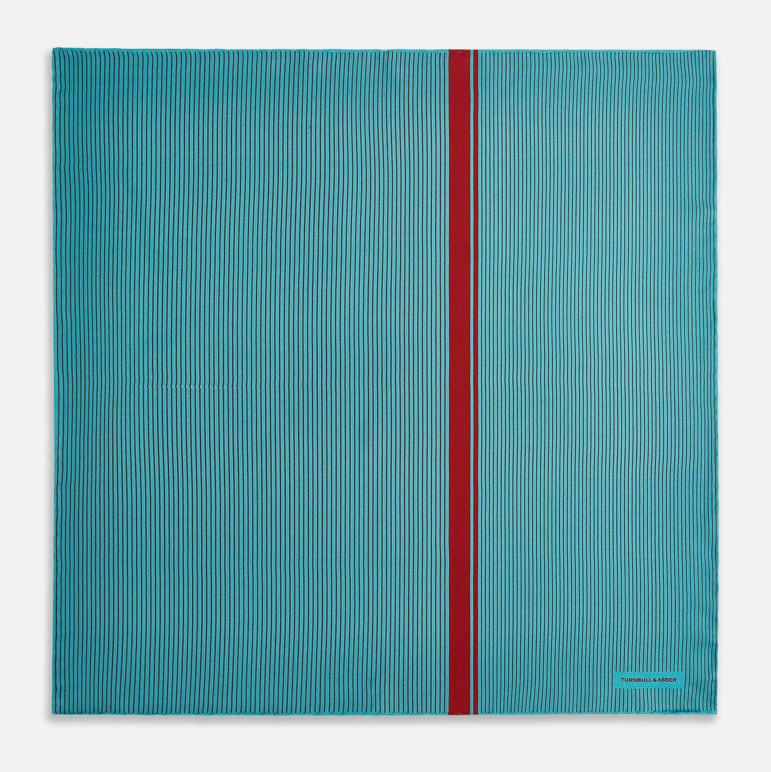 Turquoise and Red Stripe Silk Pocket Square sold by Turnbull & Asser product image thumbnail 4