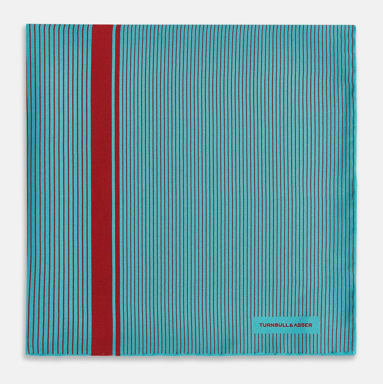 Turquoise and Red Stripe Silk Pocket Square sold by Turnbull & Asser product image thumbnail 3
