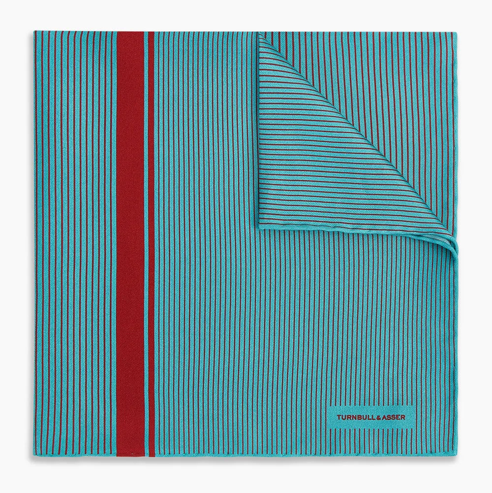Turquoise and Red Stripe Silk Pocket Square sold by Turnbull & Asser product image thumbnail 5