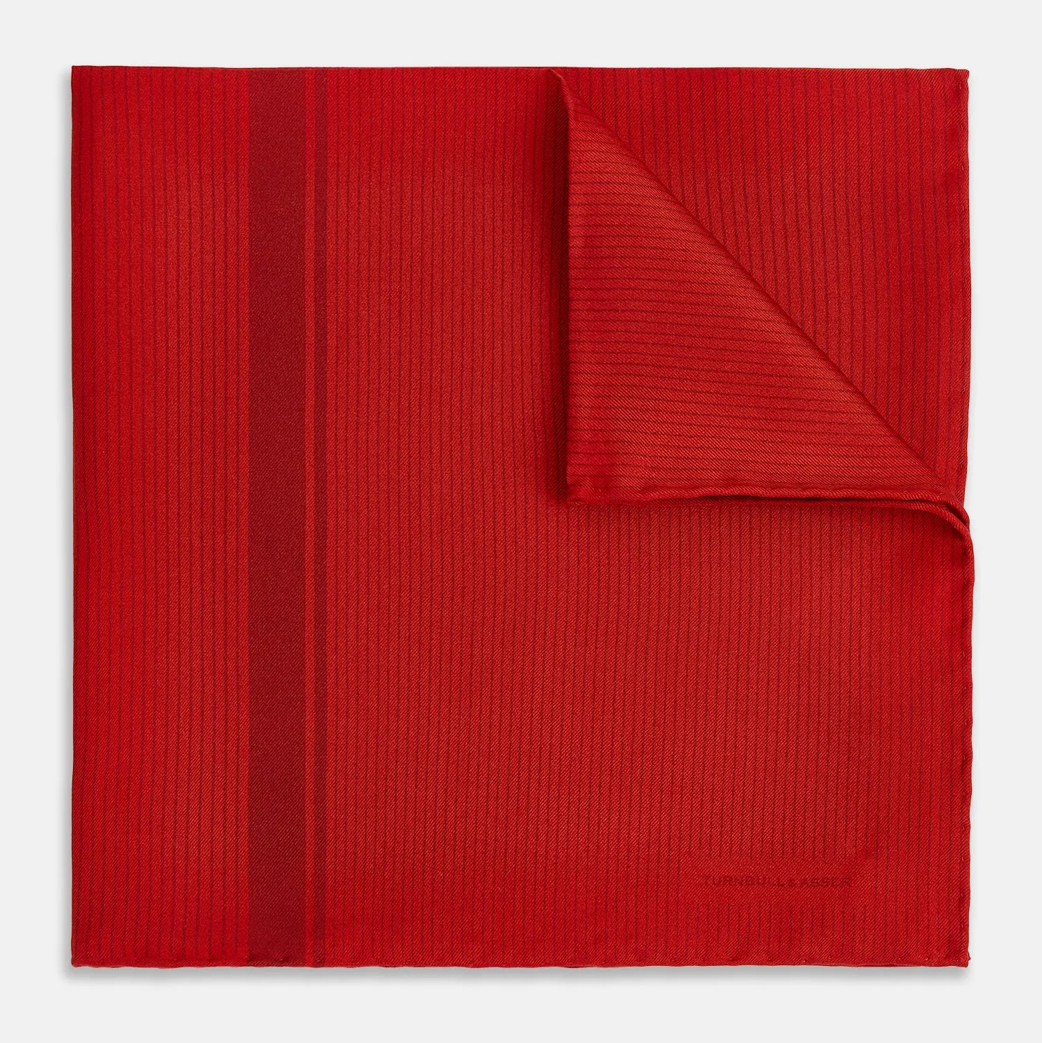 Red and Burgundy Stripe Silk Pocket Square sold by Turnbull & Asser