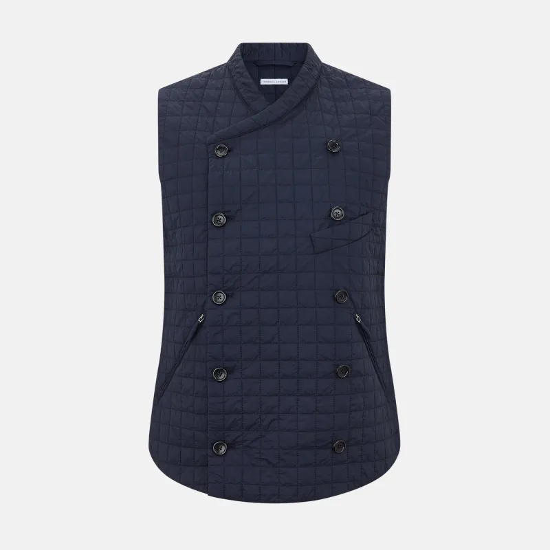 Navy Double-Breasted Quilted Gilet sold by Turnbull & Asser