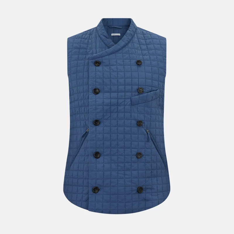 Azzurro Double-Breasted Quilted Gilet sold by Turnbull & Asser