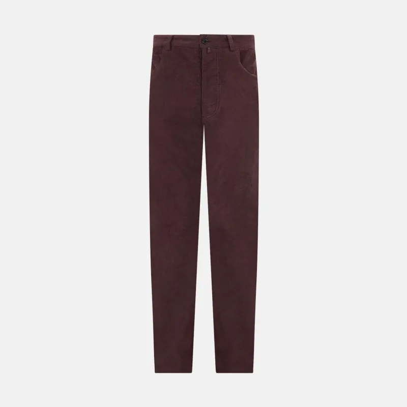 Burgundy Corduroy Charles Trousers sold by Turnbull & Asser
