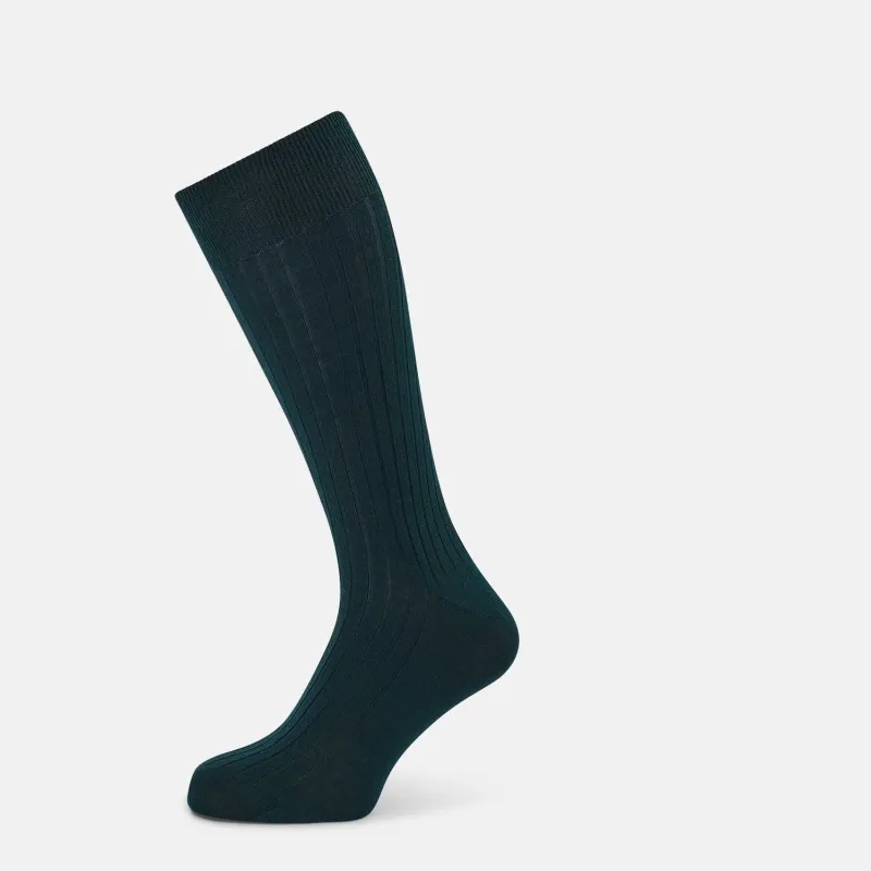 Forest Green Cashmere Silk Mid-length Socks sold by Turnbull & Asser