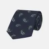 Navy and Forest Green Floating Paisley Silk Tie sold by Turnbull & Asser