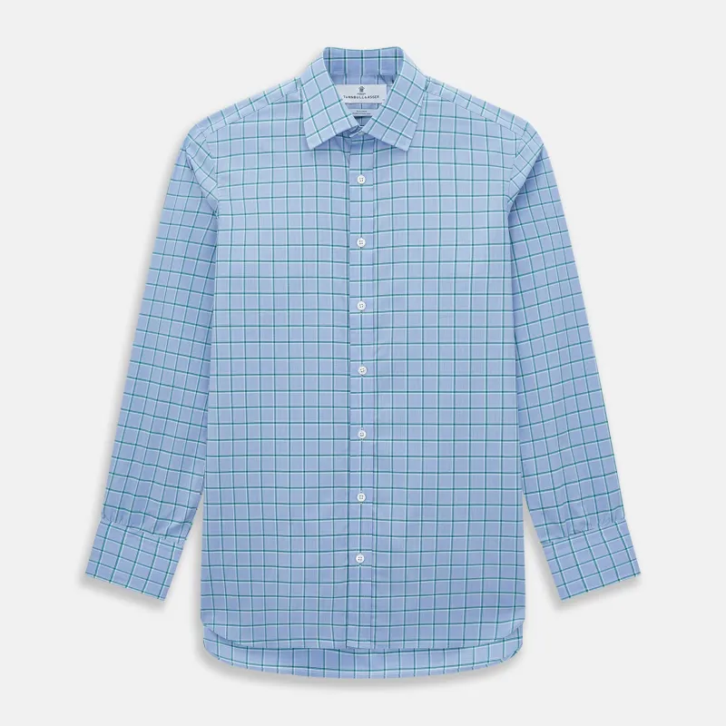 Blue and Green Windowpane Mayfair Shirt sold by Turnbull & Asser