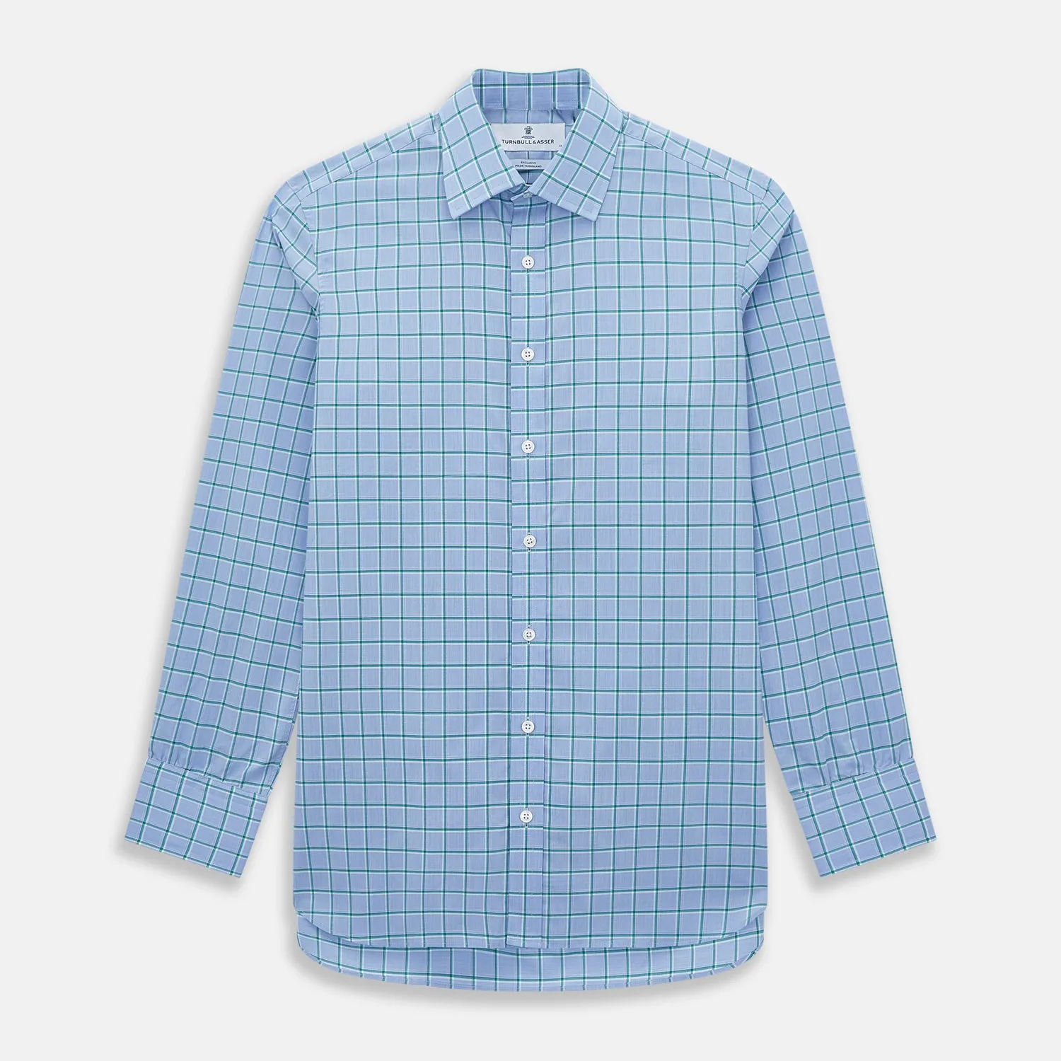 Blue and Green Windowpane Mayfair Shirt sold by Turnbull & Asser