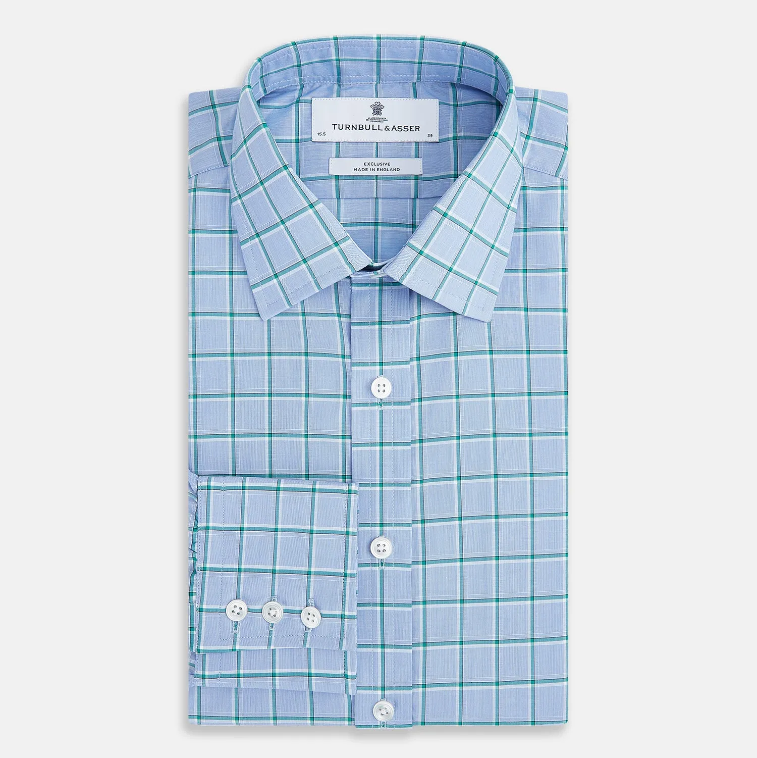 Blue and Green Windowpane Mayfair Shirt sold by Turnbull & Asser product image thumbnail 5
