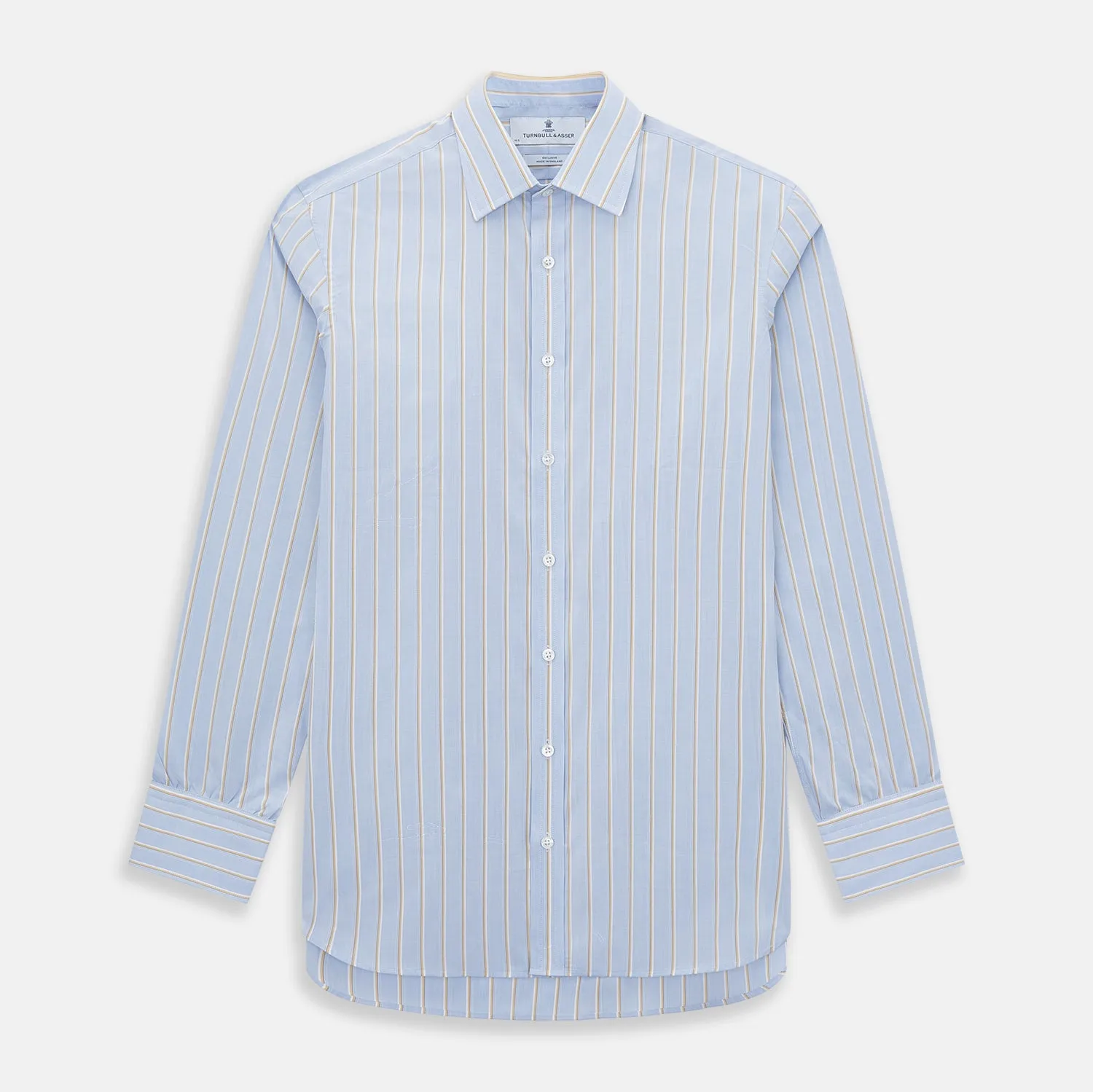 Blue and Yellow Multi-Stripe Mayfair Shirt sold by Turnbull & Asser
