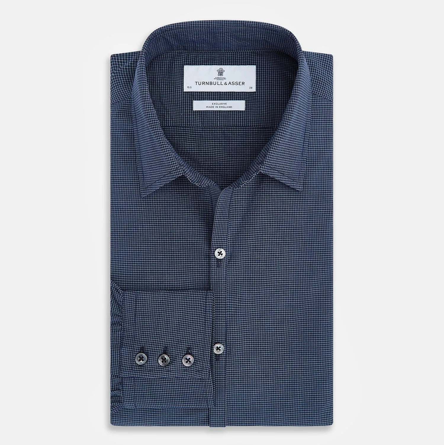 Pale Blue and Navy Pin Check Windsor Shirt sold by Turnbull & Asser product image thumbnail 5