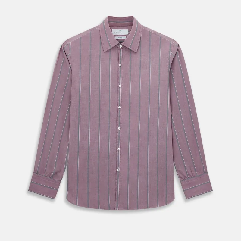 Cerise Red Track Stripe Westminster Shirt sold by Turnbull & Asser
