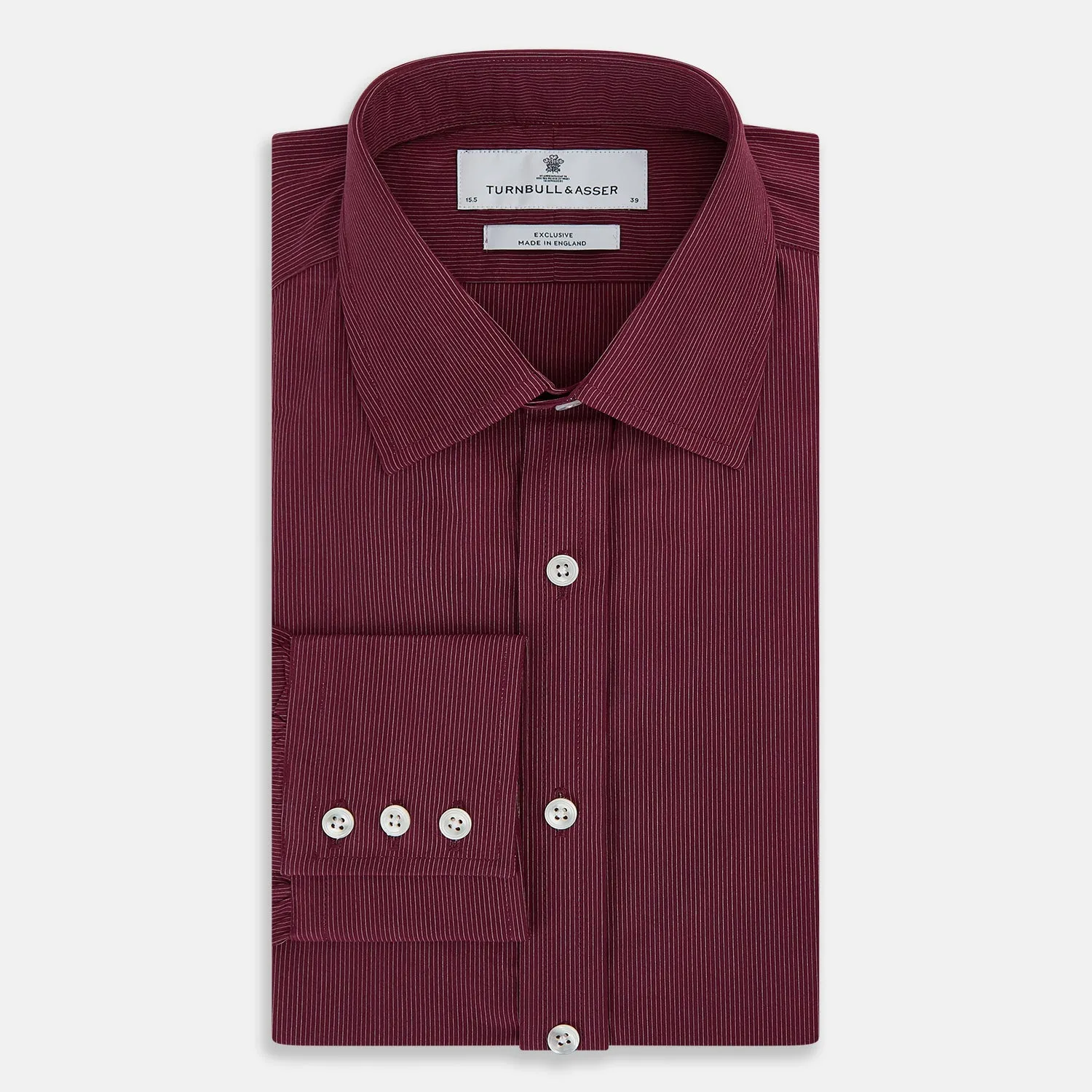 Wine Pinstripe Mayfair Shirt sold by Turnbull & Asser product image thumbnail 5