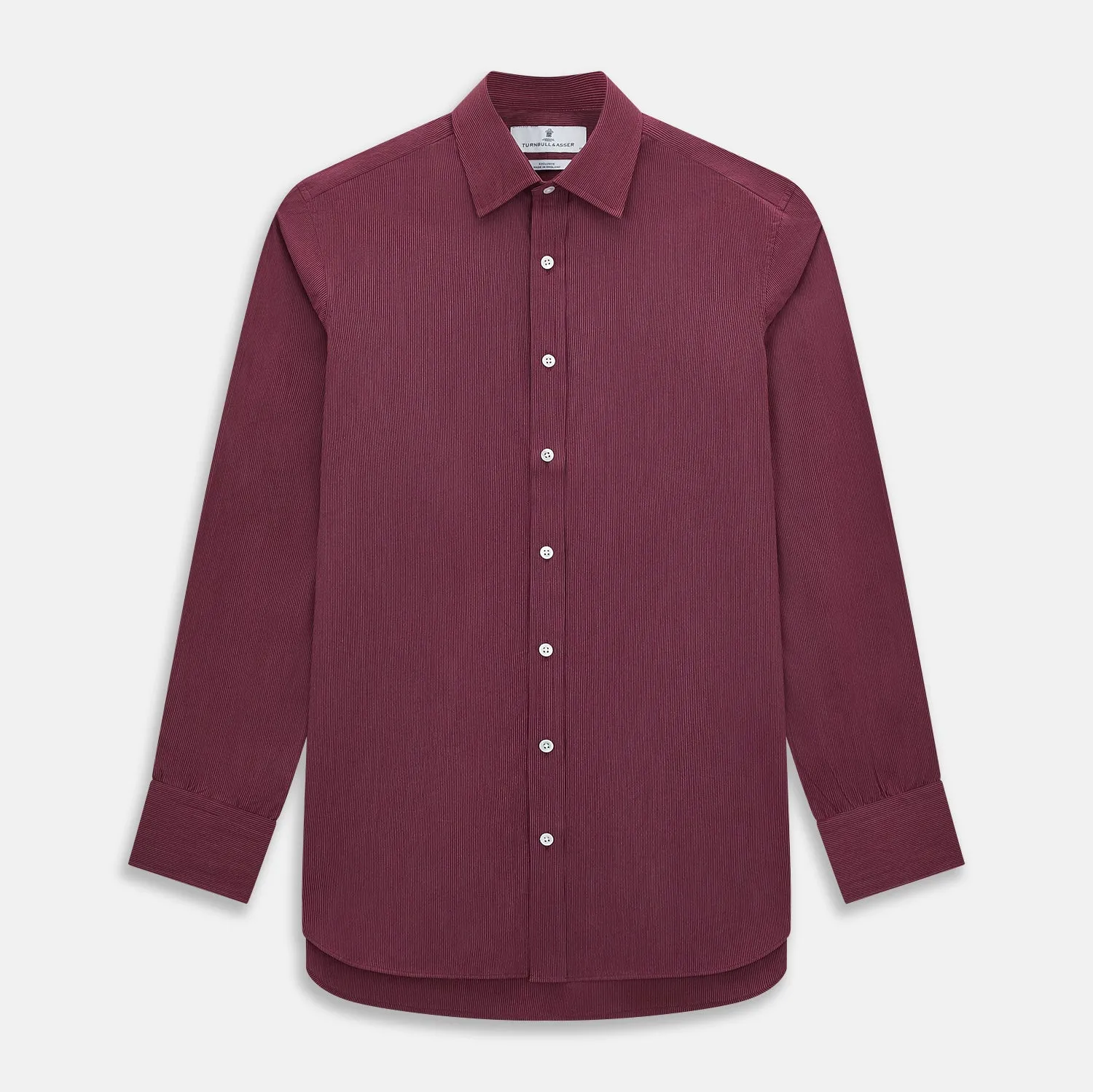 Wine Pinstripe Mayfair Shirt sold by Turnbull & Asser