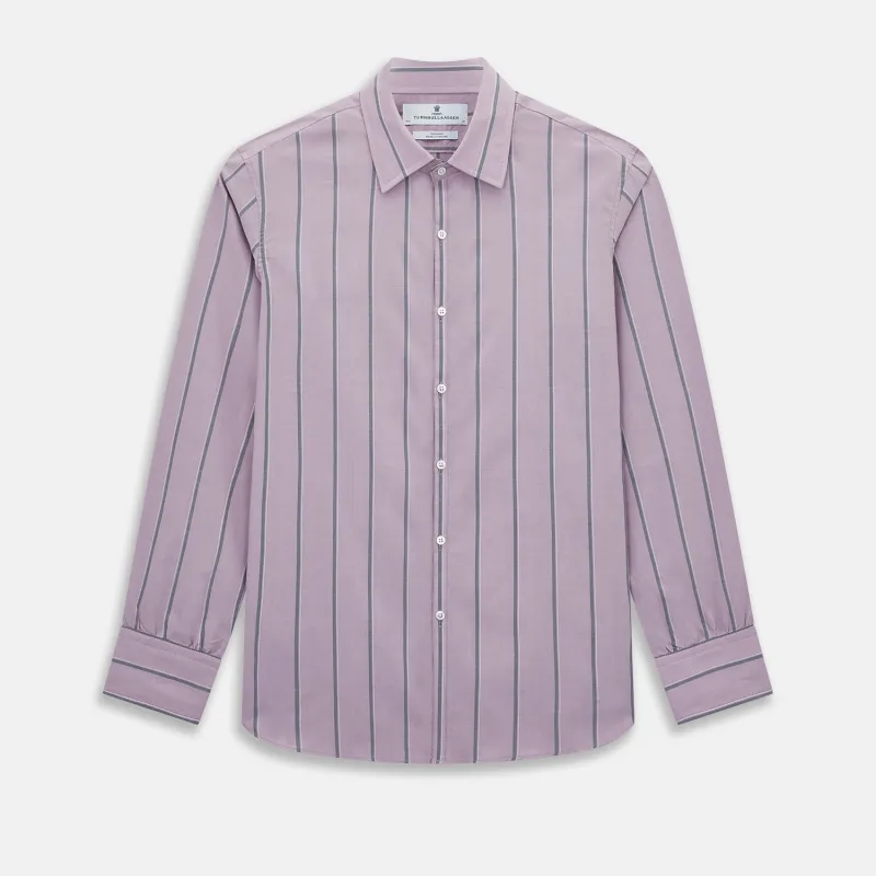 Lilac Track Stripe Westminster Shirt made by Turnbull & Asser