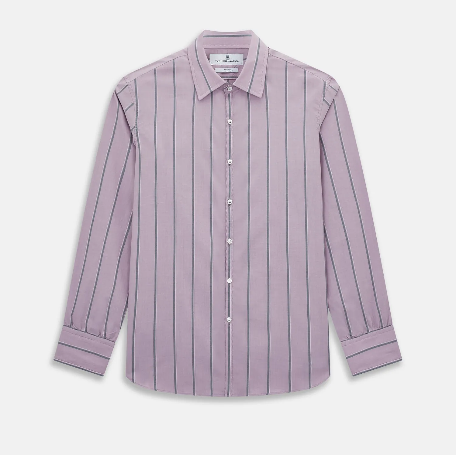 Lilac Track Stripe Westminster Shirt sold by Turnbull & Asser