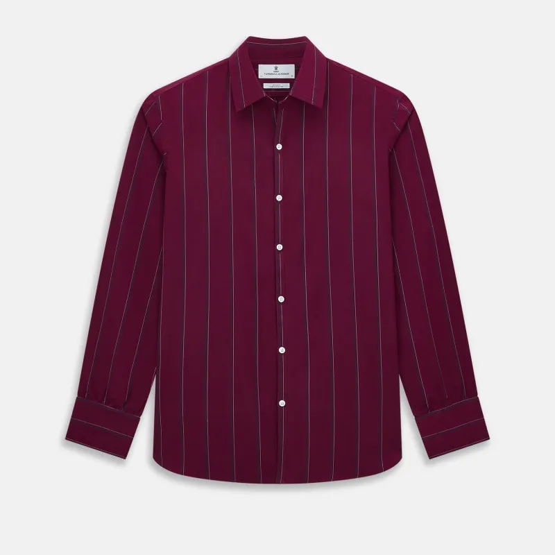 Wine Track Stripe Windsor Shirt sold by Turnbull & Asser