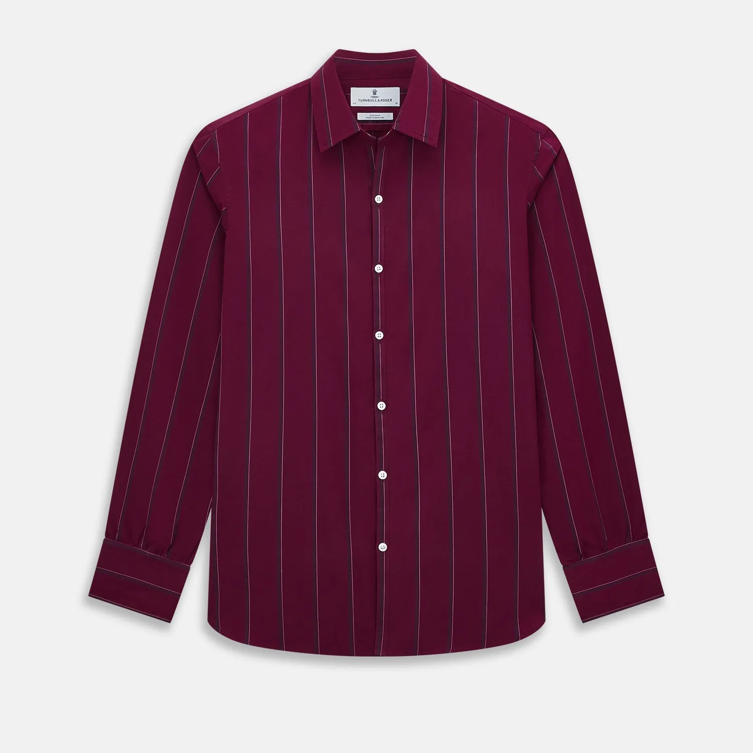 Wine Track Stripe Windsor Shirt sold by Turnbull & Asser