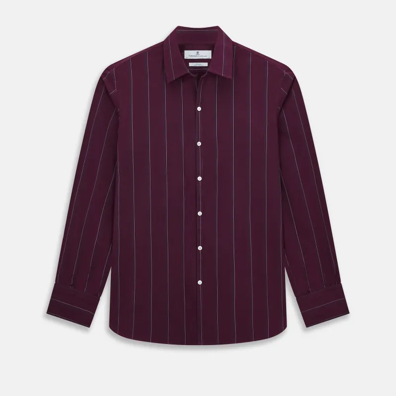 SHIRTS RF WINDSOR OPEN CLR 3BC BURGUNDY MLTI STR sold by Turnbull & Asser