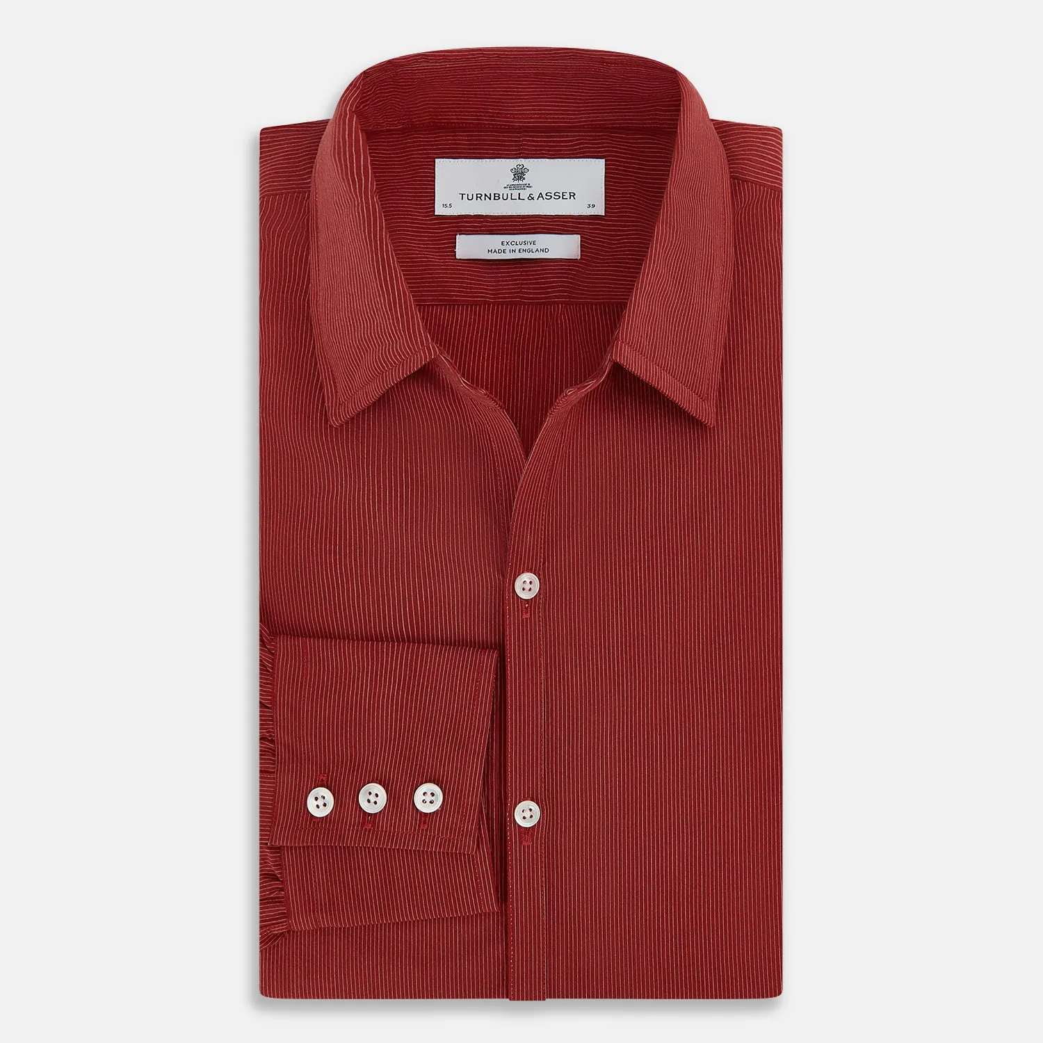 Dark Red Pinstripe Windsor Shirt sold by Turnbull & Asser product image thumbnail 5