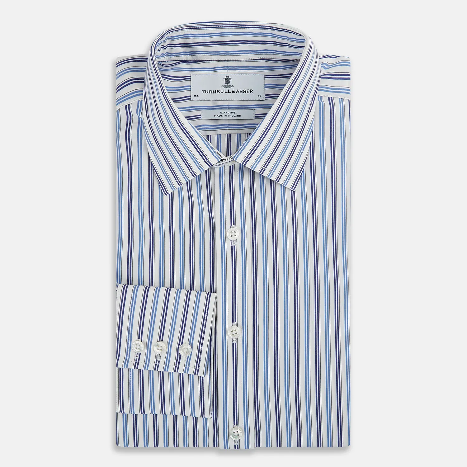 Blue and Navy Multi Stripe Mayfair Shirt sold by Turnbull & Asser product image thumbnail 5