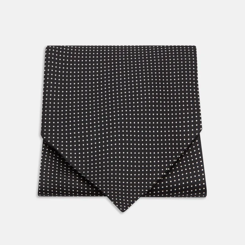 Black and White Mini Spot Silk Cravat made by Turnbull & Asser
